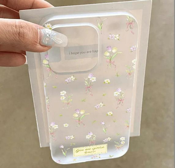 

Matte Floral Spring Case for Apple 17 Pro Max/16/15/13 Pro - Transparent, Large Screen Compatible iPhone 15 Pro Max