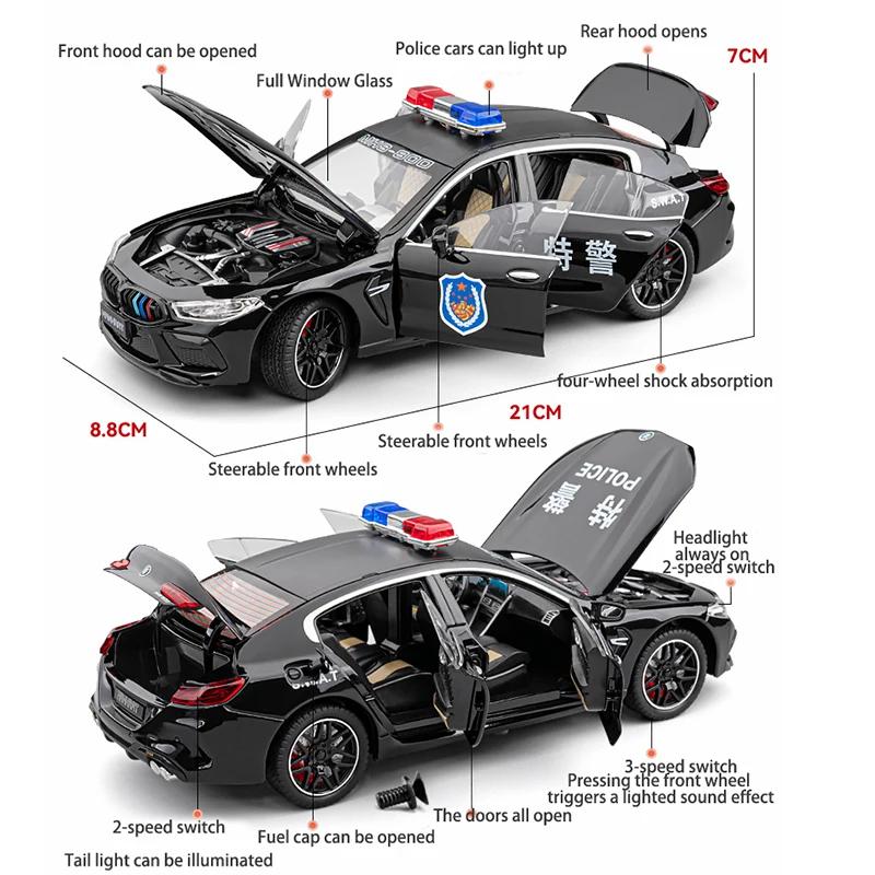 1:24 Scale M8 Police Vehicle Model Alloy Cars Toys Boys Sound Light Diecast Metal Pull Back Auto Gift Hot Wheels Collect Premium
