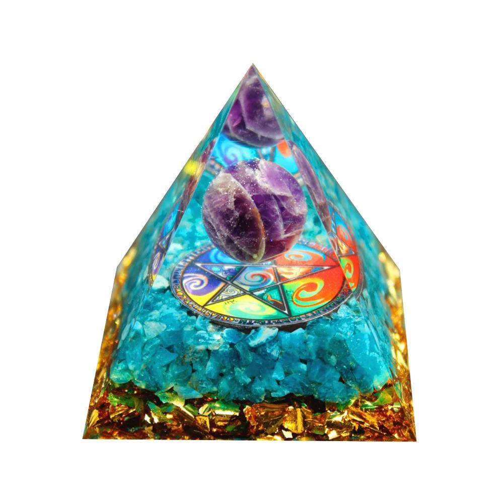 Handmade Orgone Pyramid Natural Crystal Reiki Chakra Orgonite Energy Generator Jewelry Home Office Decoration Gift