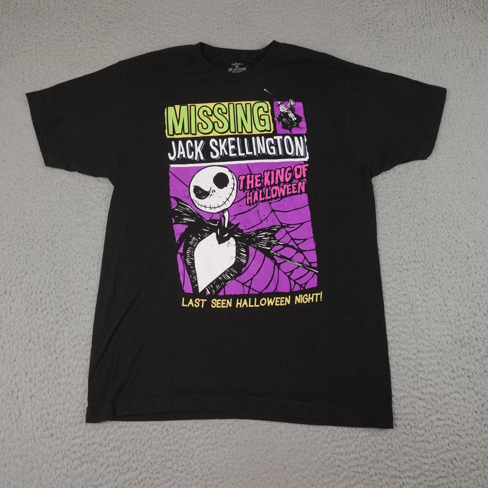 Nightmare Before Christmas Shirt Mens Large Black Disney Jack Skellington Y2k 2XL