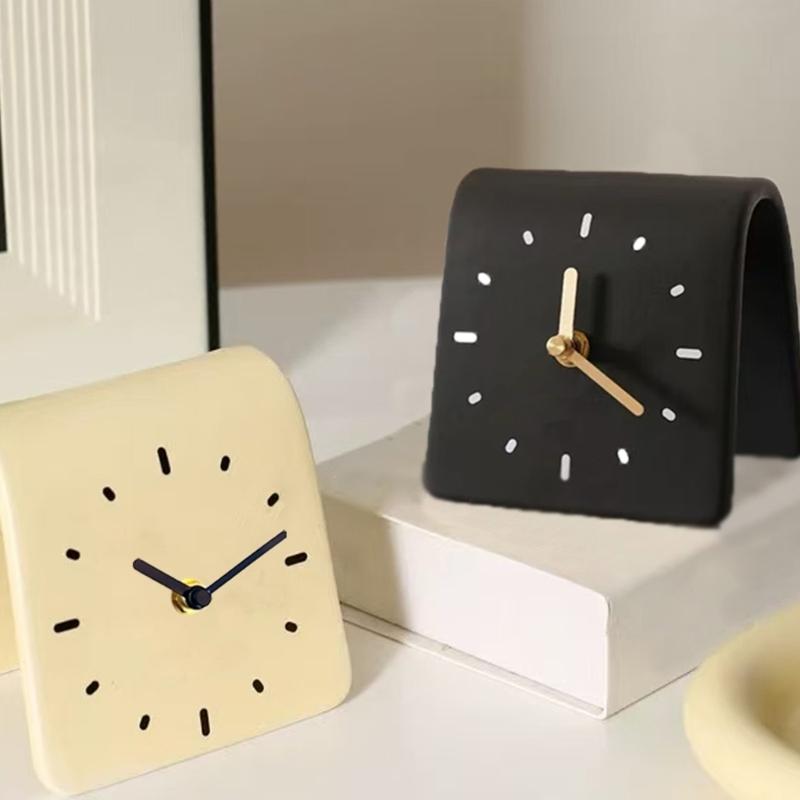 Small Desk Clock Decorative Table Clocks Silents Clock Analog Clocks Battery Operated for Nursery Living Room Bedroom