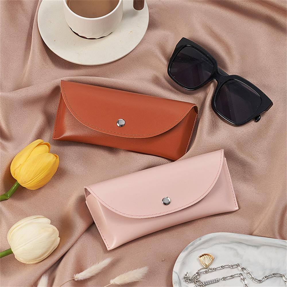 Pu Leather Button Sunglasses Case Portable Soft Glasses Boxs Waterproof Glasses Protective Cover Eyewear Storage Bag