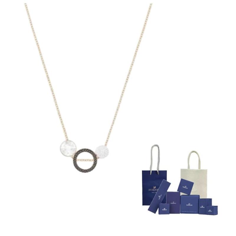 Swarovski Metal, Rose Gold Plated, Rhodium Plated, Swarovski Crystal Necklaces Womens Gold