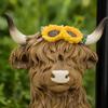 Resin Cow Outdoor Garden Statue with Light Powered Decorative Lamp for Patio Yard Entrance