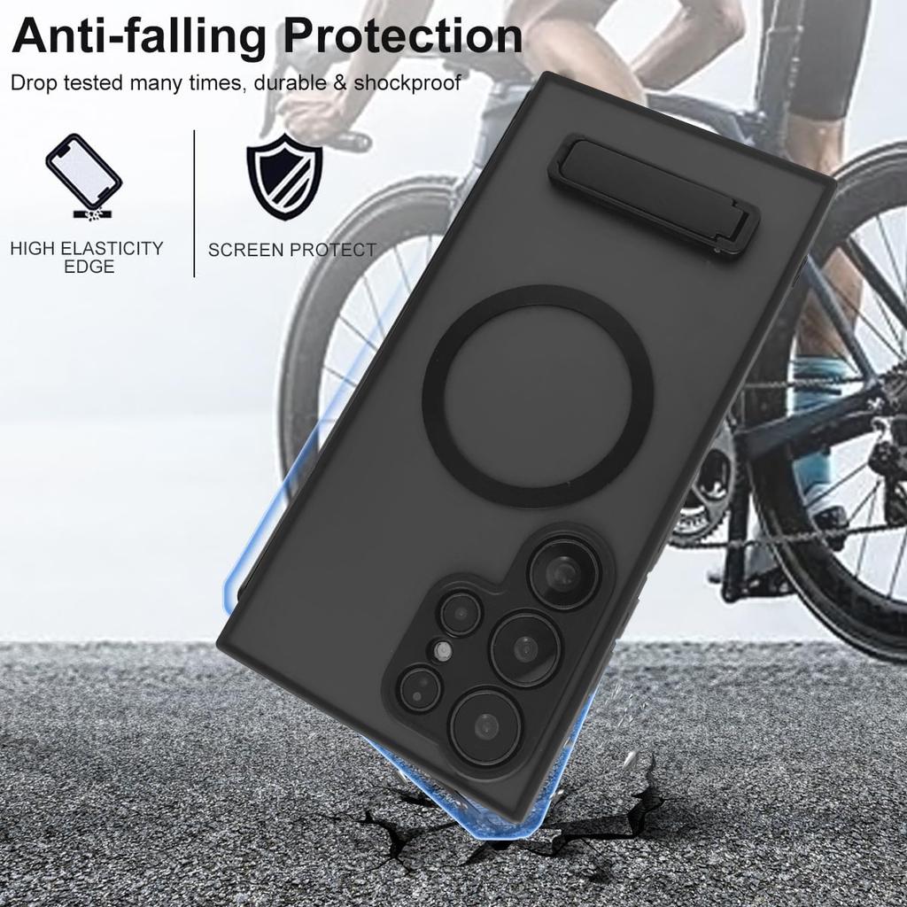 UYUXIO Translucent Magnetic Mobile Phone Case with Kickstand for Samsung Galaxy S26 S25 Ultra S24 S23 FE S22 Plus Stand Cover