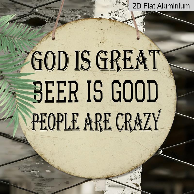 2D Flach 1 Stück, 8x8 Zoll, Glaube Bier Verrücktes Thema Aluminium Metallschild - Bier-Thema Wanddekor mit Braukunst für Zuhause, Bar, Büro - Langlebig Bier & Hopfen