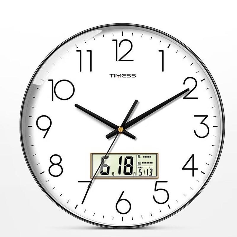 Timess 30см Бесшумные кварцевые настенные часы с календарем и термометром (без сверления)