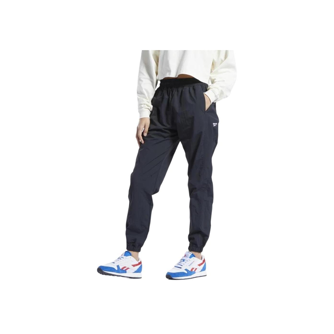 Reebok Elastic Waist Mid-Rise Cuffed Casual Pants Women bottoms Black 100019213 S