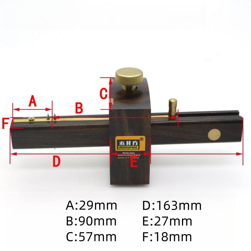 Allsome 8 Inch Screw Cutting Gauge Mark Scraper Ebony+Pure Copper Wearproof Carpenter Woodworking Tool