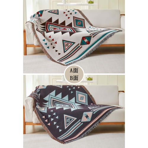 HomeFirst Multi-Cover, Large Rectangular Sofa Cover, 180*260cm, Scandinavian Style, 2-3 Seater, Double-Sided, Stylish Blanket with Fringe, Cotton, Bed