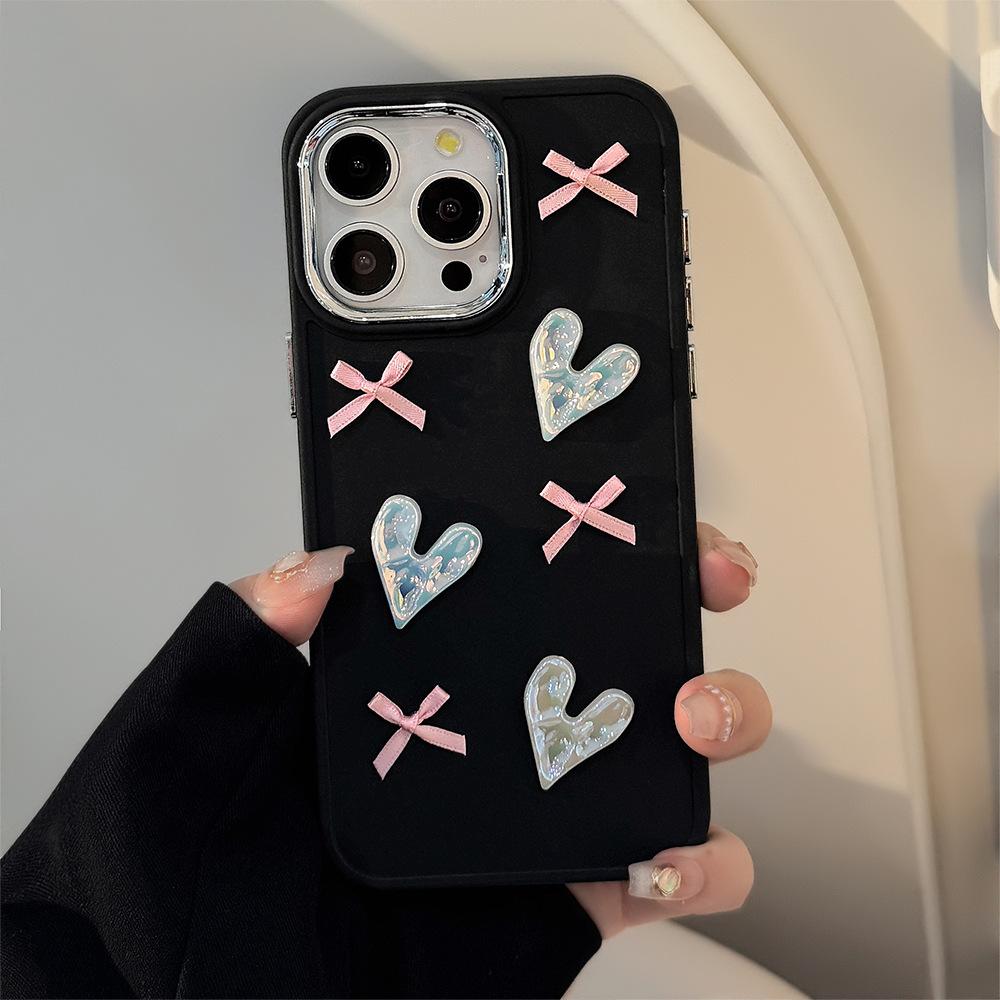 Gentle Love Bow 16promax Mobile Phone Case Iphone17 Three Dimensional 11 Suitable for Apple 13 Temperament 14 Soft