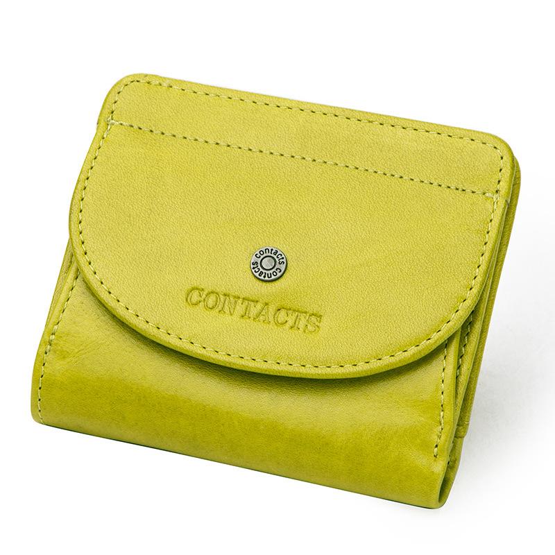 Johnature натуральная кожа, повседневные однотонные короткие мини-кошельки, универсальный кошелек для монет, женский кошелек с несколькими картами жёлтый