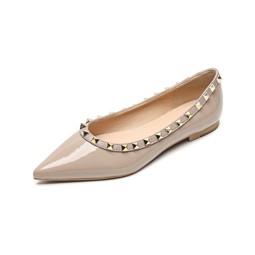 [sheii Su Yinyin] Valentino~ Pointed Head Shallow Mouth Rivet Flat Shoes Women's Single Shoes Wedding Shoes Banquet Women's Shoes