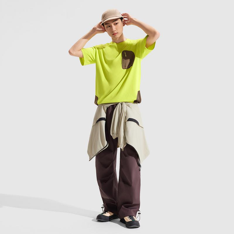 Li Ning CF Splicing Round Neck Breathable Loose Versatile Short Sleeve T-Shirt Men Tops ATSV637-3