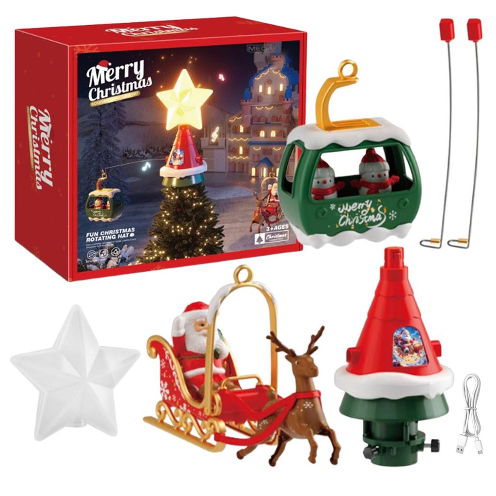 Kerst Xmas Muziek Oplichtende Ster Boomtopper Met Draaibare Decoratie, Schakelbare Muziek, 6,56ft Stroomkabel, Kerstboomversieringen Decoraties Decor