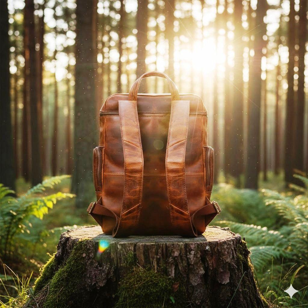 Handcrafted Leather Backpack Western Style Large Rucksack College & Office Unisex Buffalo Leather 15"Laptop Backpack Vintage Traveling Bag