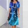 New Women's Dress Retro Dress Starlight Print Casual Short Sleeve Fashion Women's Plus Size 2K Clothing
