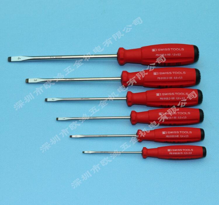 Swiss PB Tools 8100 Series Slotted Screwdriver Set (Sizes 00-4)