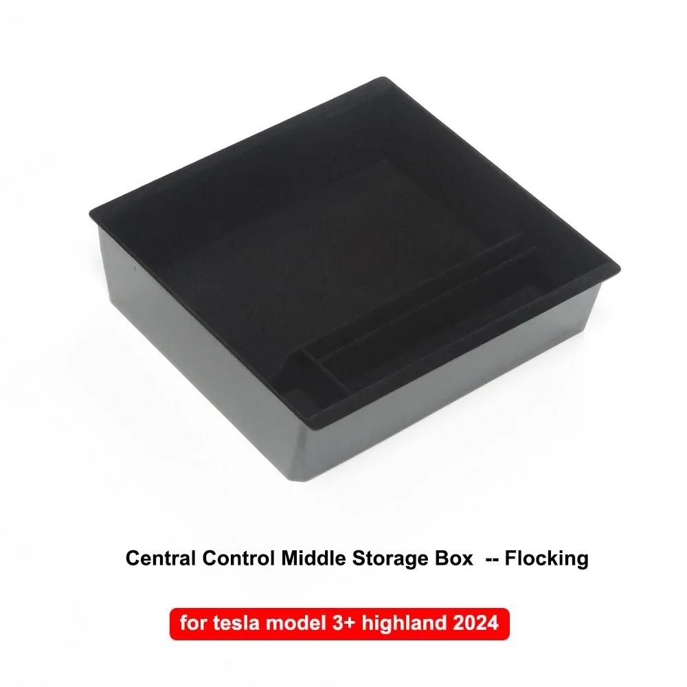 Model3+ 2025 Central Control Storage Box For Tesla Model 3 Highland Flocking Central Armrest Hidden Organizer Stowing Tidying