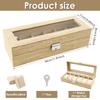 6 Slot PU Leather Watch Box with Keys and Locks Transparent Glass Lid Removable Watch Pillows Organizer Jewelry Display Box