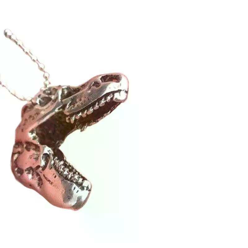 1 Piece Tyrannosaurus Rex Cyberpunk Goth Animal Teeth Skeleton Cranium Gothic Jewelry Dinosaur Skull Pendant Long Necklace