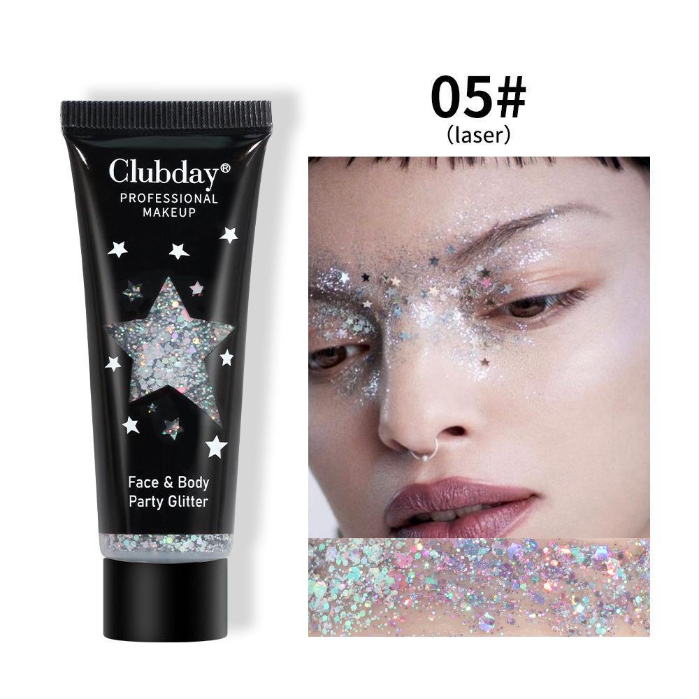 Clubday Face & Body Party Glitter Gel Liquid Chunky Sequin Shimmer Eyeshadow Chameleon Sparkle Makeup for Festival Rave Christmas Stage Performance