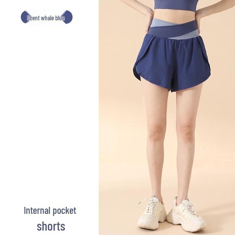 WEZHO Women s High-Waist Layered Yoga  Running Shorts