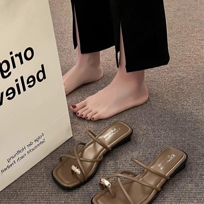 Fashion versatile sandals women's summer new cover toes low heels beach wear sandals women's models