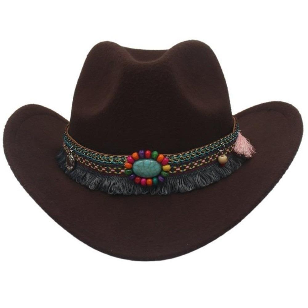 Woolen Western Cowboy Hat Solid Color Party Cosplay Hat Simple Cowgirl Jazz Hat Bucket Hats