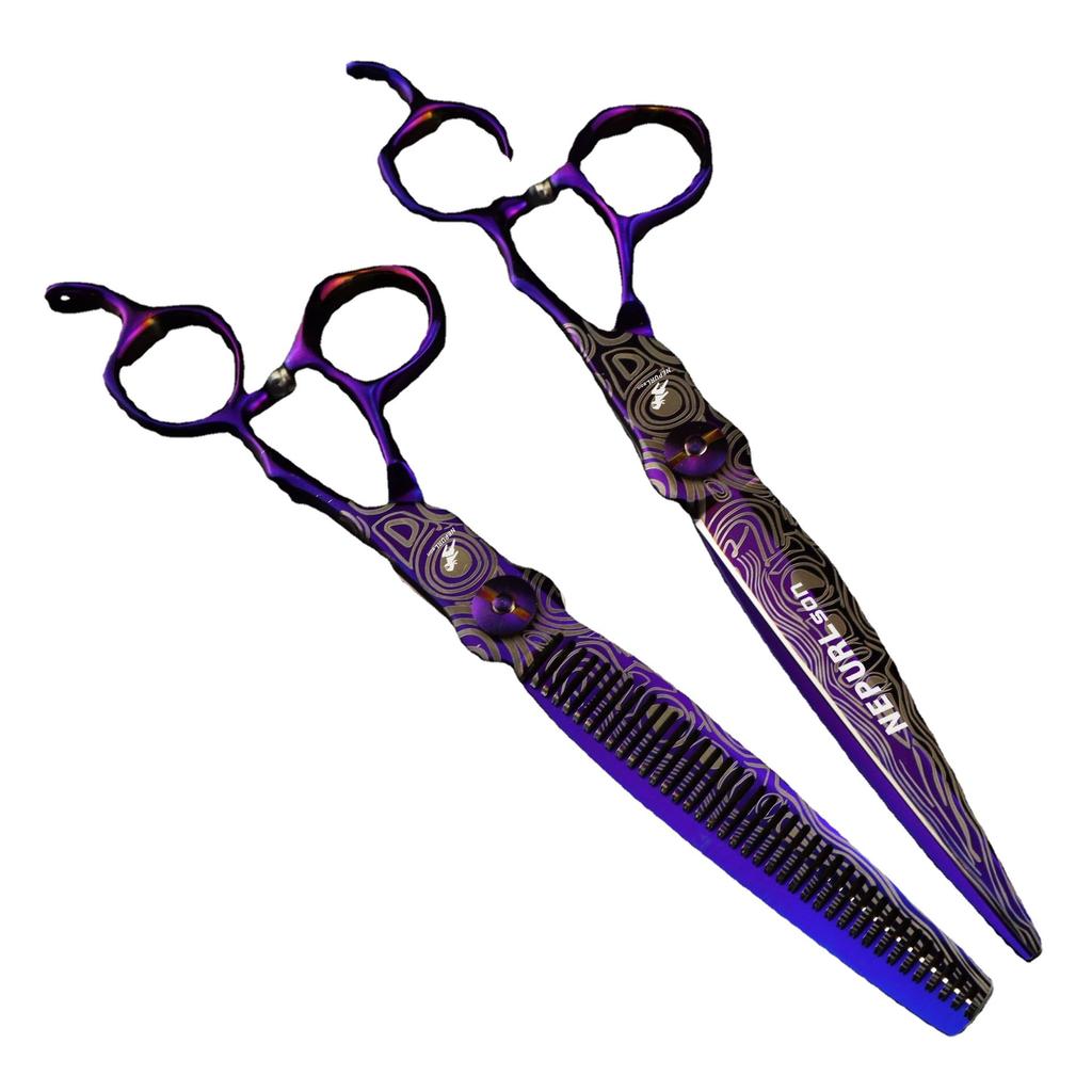 Purple 7.0 Nimpson, Purple Steel, Hair Scissors, Barber Scissors, Tooth Scissors, Thin Scissors