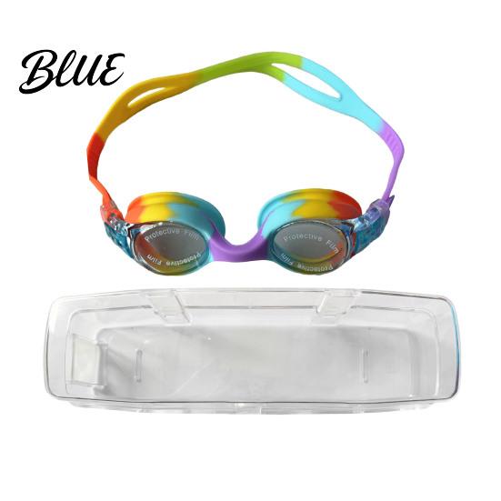 PC Lenses Goggles Kids Swim with Eyelashes Waterproof No Leakage Anti-Fog UV Adjustable Headband Protection Clear Lens Boys Girls Silicone Swimming