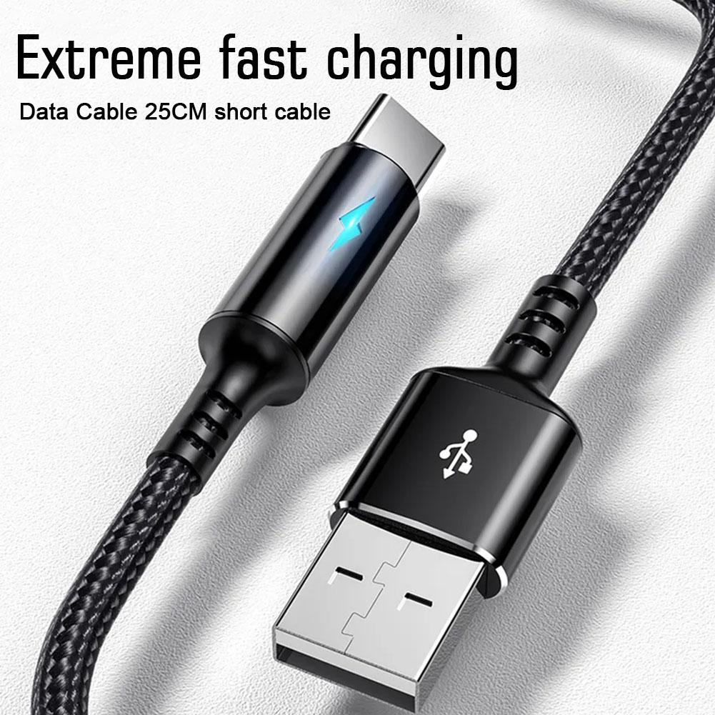 25cm Kurzes Nylon Ladekabel Datenkabel Micro USB Typ Kabel Telefon Strom Telefon 2.4A Laden C Fas S1L8