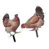 2pcs Hen Garden Stake Ornament Acrylic Stereoscopic Simulation Colorful Outdoor Chicken Ground Plug