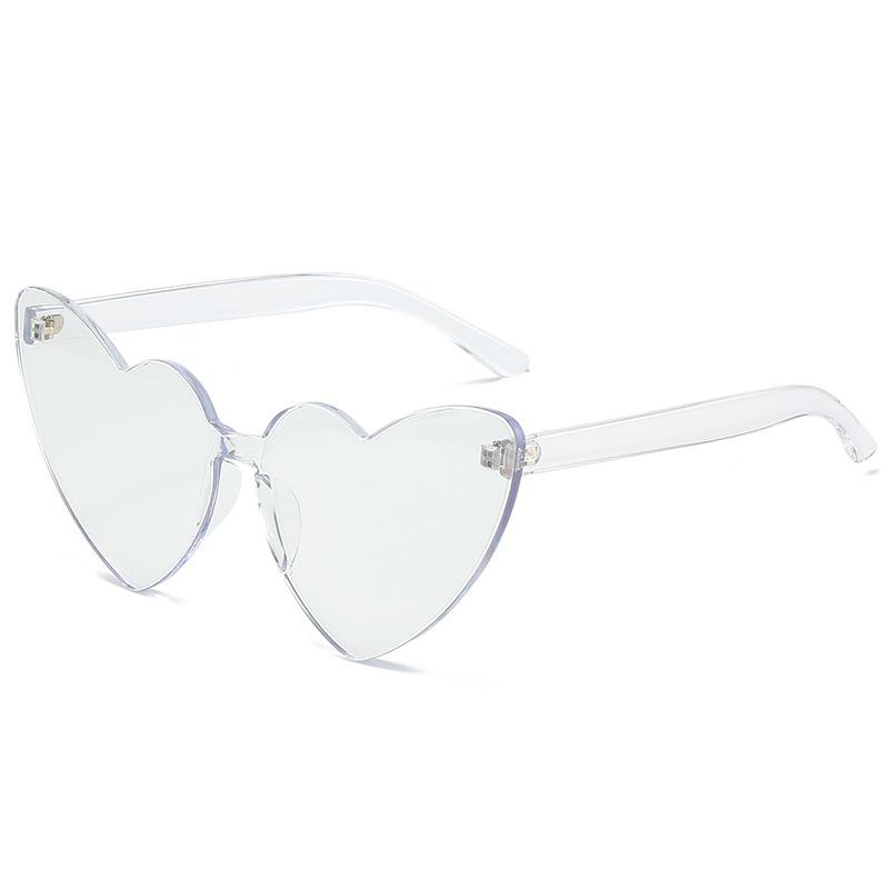 

Цельные очки без оправы в форме персикового сердца для женщин, ретро-очки в форме жабы для мужчин и цветные цельные солнцезащитные очки. regular