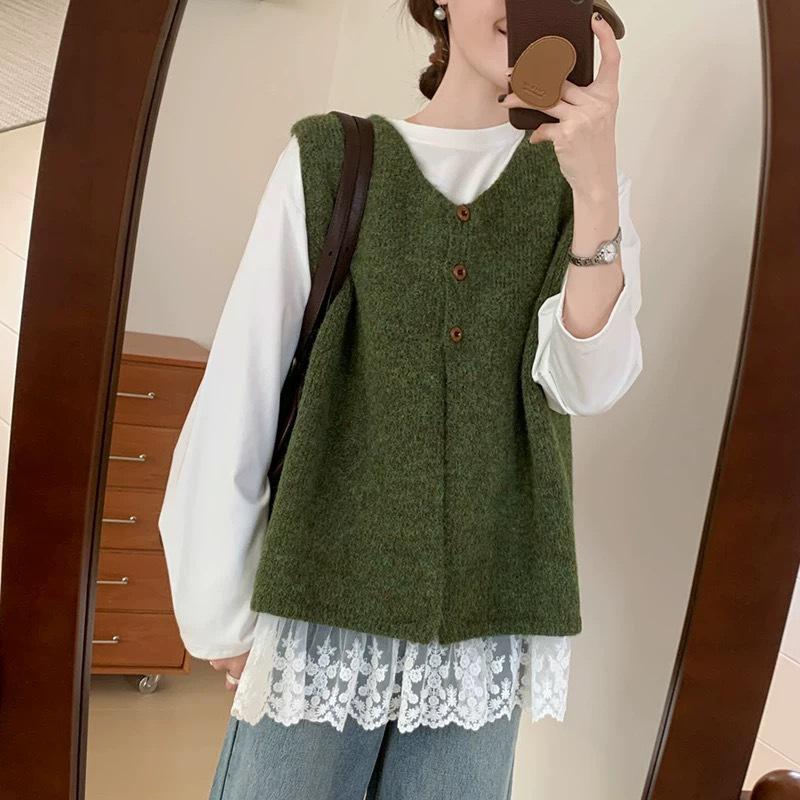 

Женский минималистичный жилет из мягкого трикотажа на осень/зиму 2025 - Универсальный, свободный стиль для многослойности One Size [80-120] зелёный