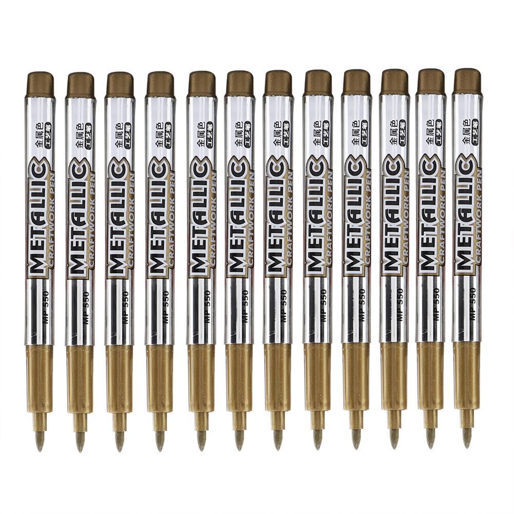 12Pcs Marking Pen Permanent Marker Greeting Cards Album Scrapbook   Writing Drawing (Golden)