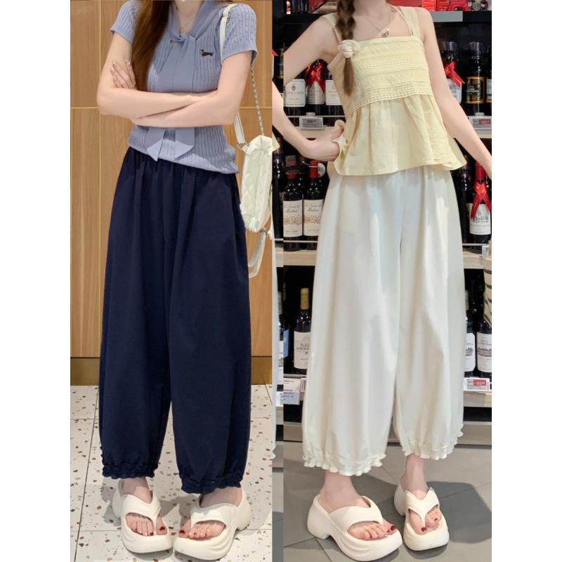 Women's Summer 2026 Quick-Drying High-Waisted Wide-Leg Pants: Slimming, Loose, Casual, Elastic Waist for Petite Sizes