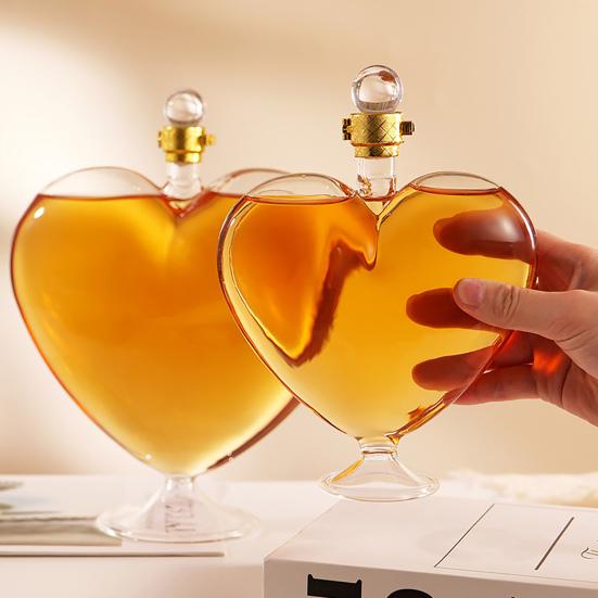 Heart Decanter Glass Wine Bottle Airtight Liquor Container Clear Whiskey Decanter