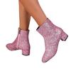 Botas Martin de tacón grueso con lentejuelas, suela blanda, cremallera lateral, talla grande, para primavera