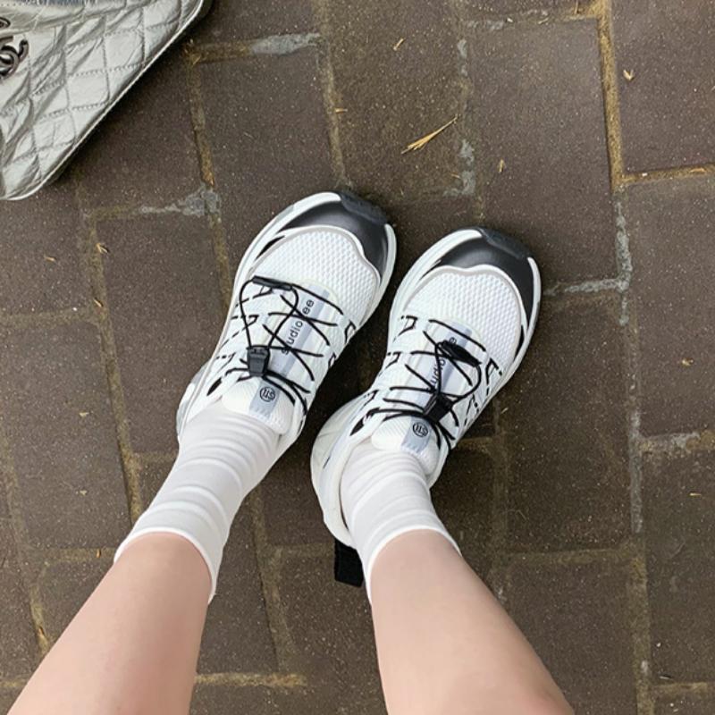 Women's All-match Casual Color Matching Thick Sole Height-enhancing Lightweight Sports Style Drawstring Dad Shoes