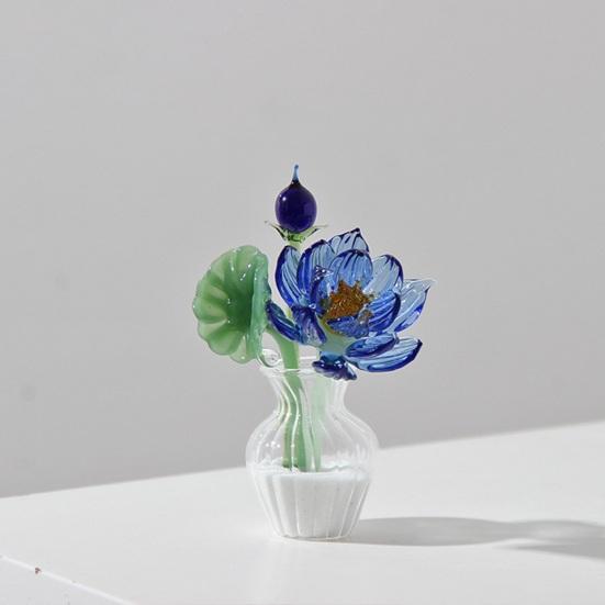 Mini Artificial Glass Flowers Hand-Blown Stained Glass Flowers Miniature Flower