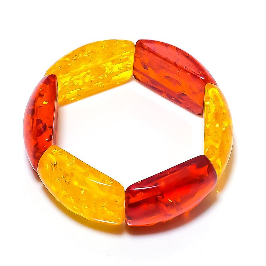 

Natural Baltic Amber Gemstone Handmade 925 Sterling Silver Bracelet 7-8 ASB-3042