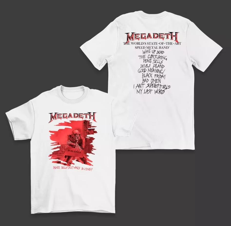 

2025 Американское Лето Новое Винтажное 1986 Megadeth Peace Sale Унисекс Хлопковая Футболка Уличный Стиль 100% Хлопок Мужской Топ 4XL