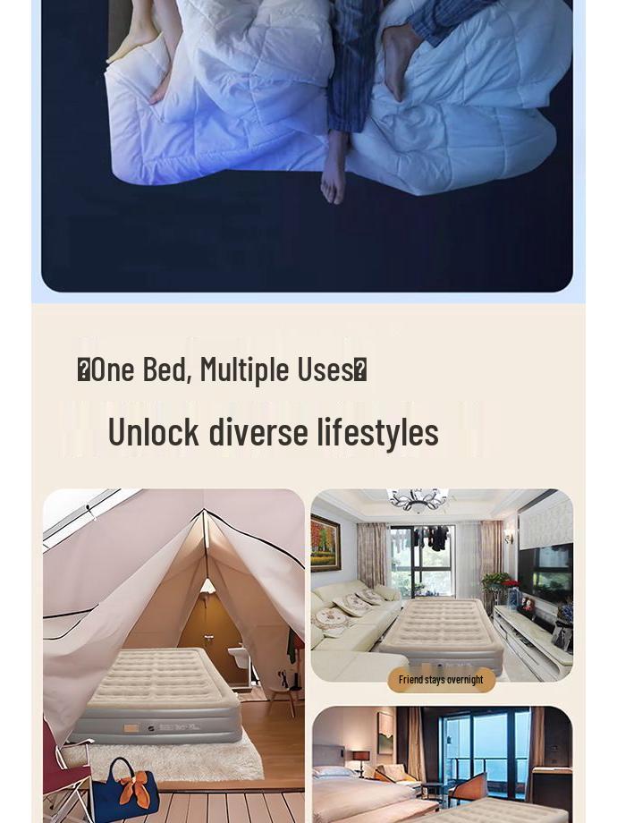 Self-Inflating Portable Double Air Cushion Bed for Home & Outdoor Use
