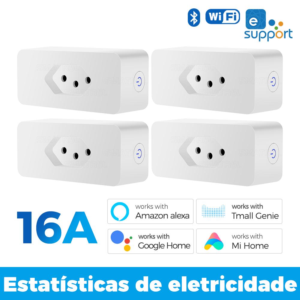 Ewelink Brazilia Monitor de putere 16a Adaptor de priză inteligentă Wifi Telecomandă fără fir Aplicație de sincronizare a temporizatorului de voce pentru Google Home Alexa