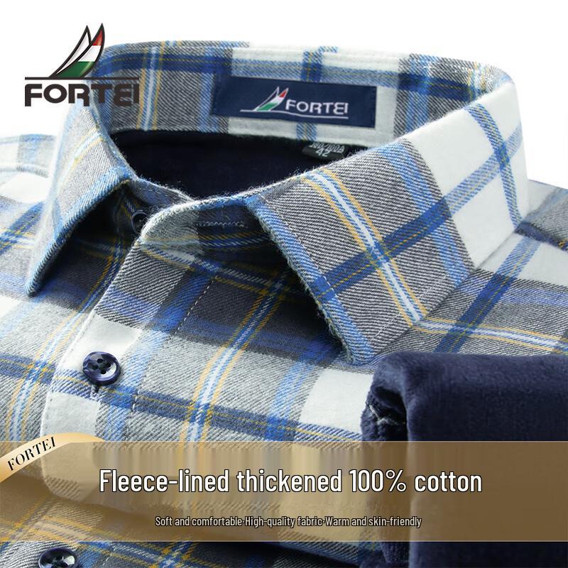 Men s Premium Double-Brushed Cotton Plaid Shirt 43