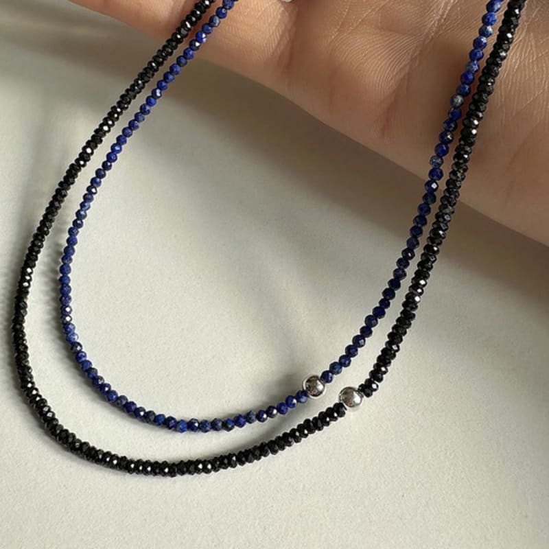 

mosxe [925silver] Twinkle stone necklace (2type) Black spinel