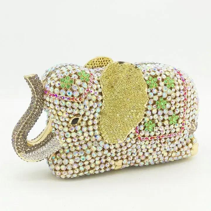 

Boutique De FGG (in stock) Women Elephant Clultch Party Cocktail Purses and Handbags Luxury Bridal Rhinestone Evening Bags Mini Clutch