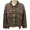 Women's Spring and Autumn Denim Jacket Leopard Print Long Sleeve Short Loose Casual Jacket