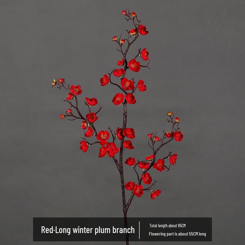 Artificial Plum Blossom Branch Decor - Winter Peach & Dried Flower Bouquet for Living Room, Chinese Home Decoration